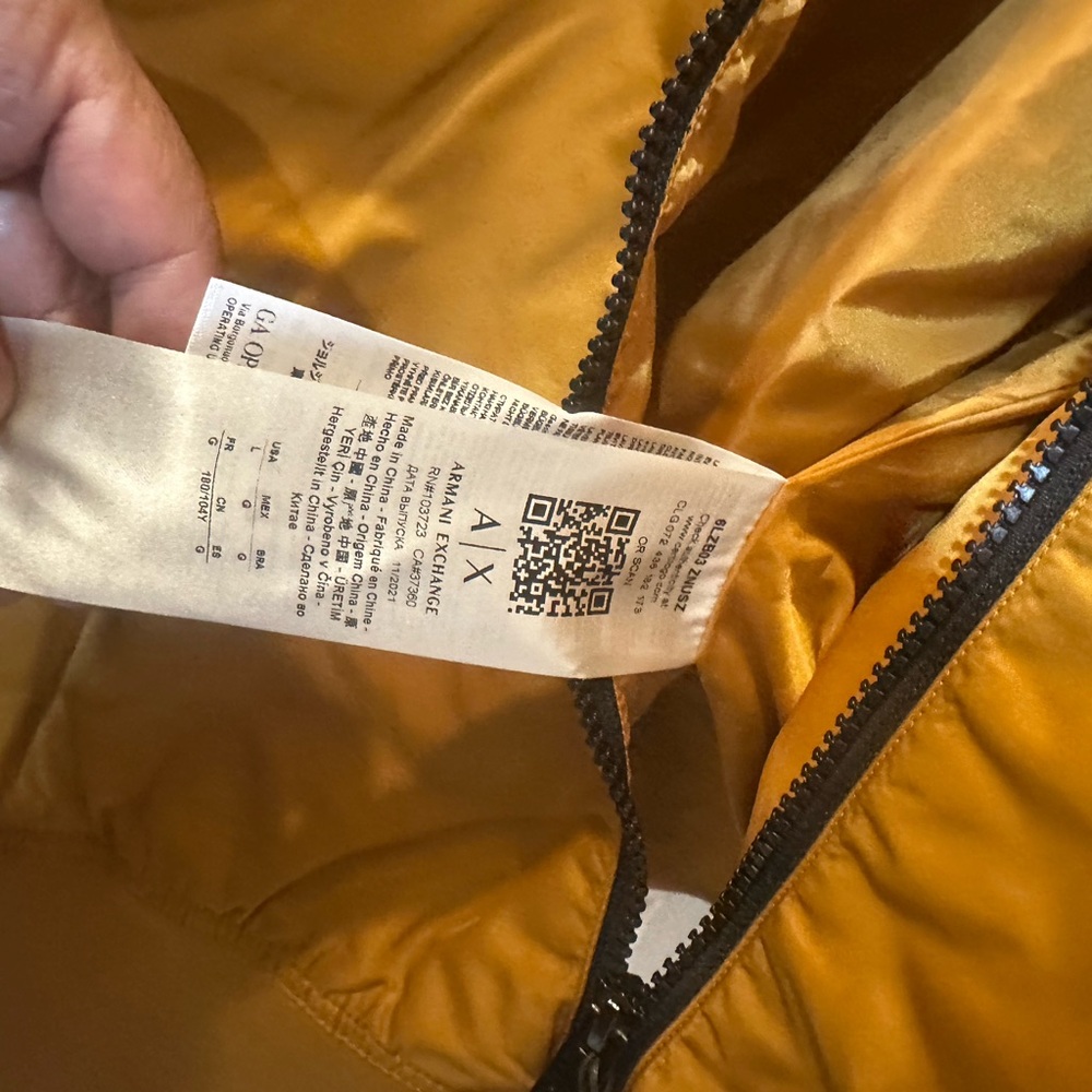 Armani Exchange A|X Men's Full Zip Gold Fashion Hooded Blouson Jacket L - Picture 5 of 7